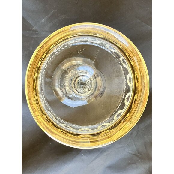 Vintage Indiana Glass Kings Crown Gold Rim Thumbprint Compote Serveware Dish - Picture 6 of 12